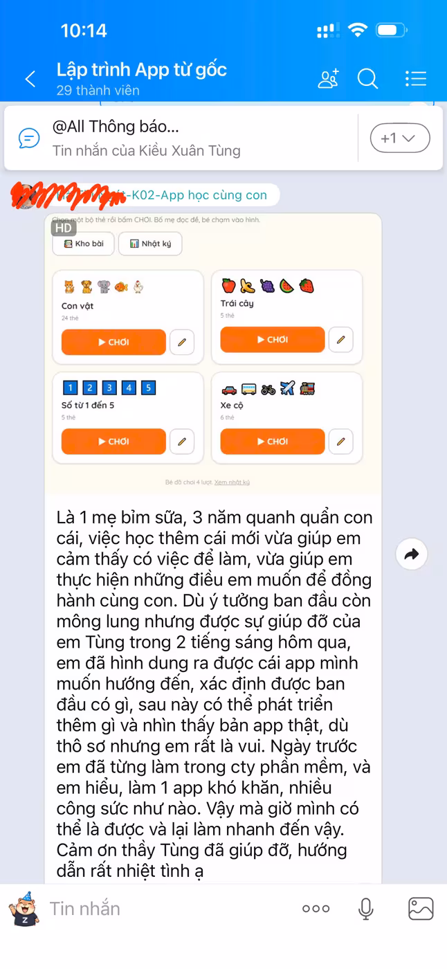 Feedback chị Ngát - app học cùng con